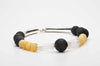 Necklace Lava Rock Beads, Silver Tubing, Crystal and Amber