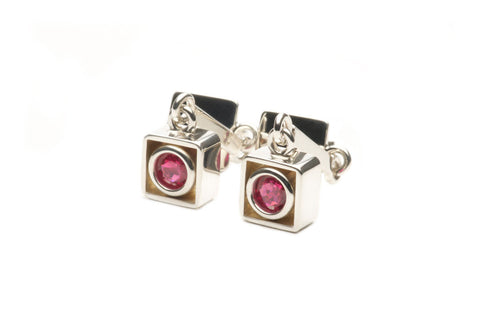 Earring - Sterling Silver with fine Rubies