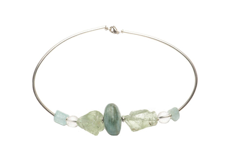 Necklace Sterling Silver and Aquamarine Beads