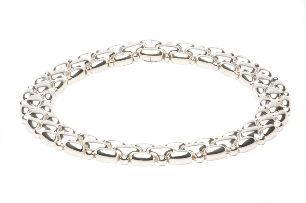 Sterling silver link necklace with our concealed luxurious magnetic clasp. $3,400.00