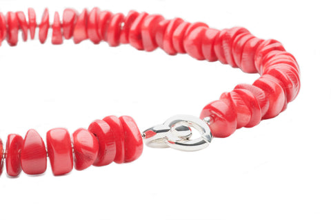 Necklace X Sterling Silver and Coral