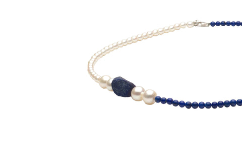 Necklace Pearls and Lapis Lazuli