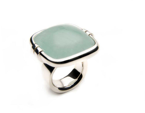 Ring Aquamarine Antique Cabochon R145