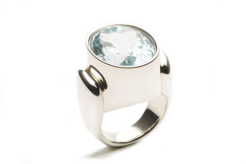 Ring R custom with Blue Topaz