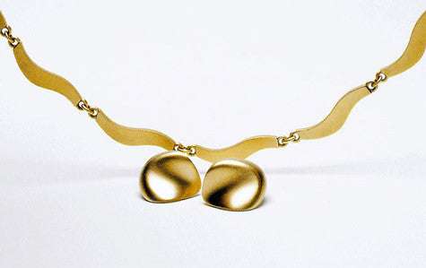 Eighteen karat gold, satin finish, necklace and earrings PETAL. 
Price upon request. $0.00