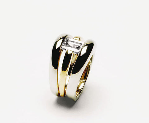 Ring in white and yellow Gold with Diamond